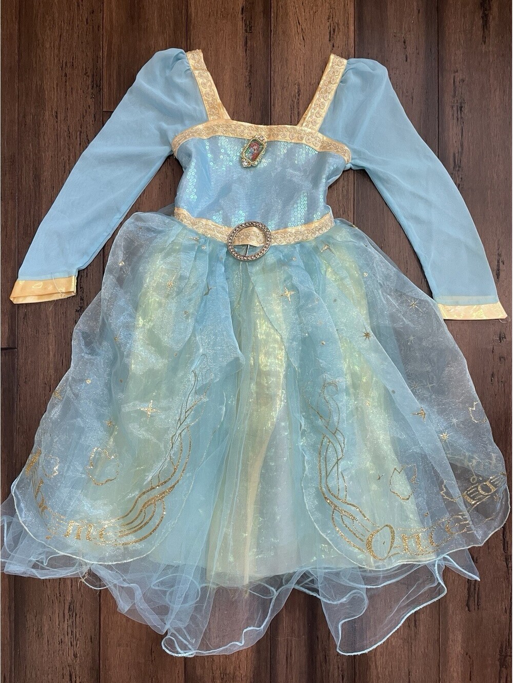 Disney Store Merida Costume Dress Blue Gold Sparkle Brave Child Size 7/8 Medium